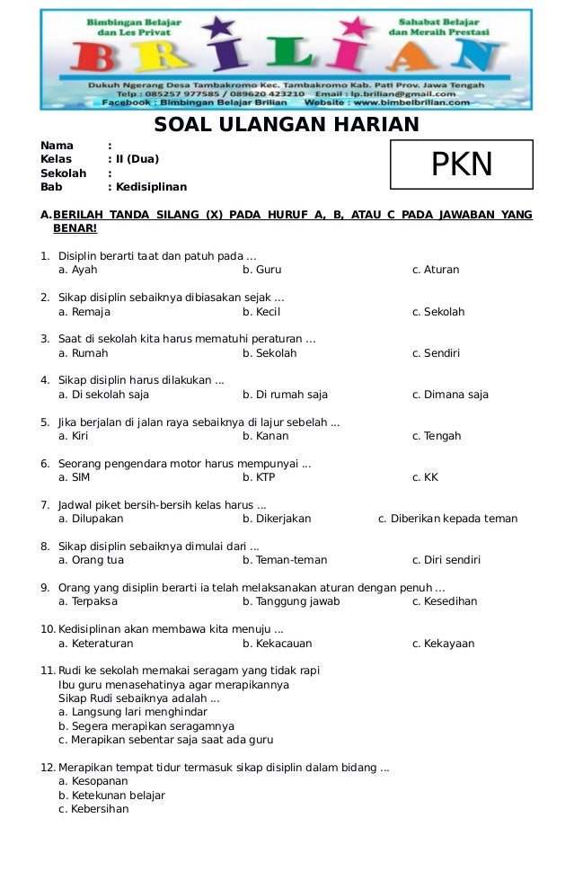 Asah Pemahaman Bangun Karakter Latihan Soal PKN Kelas 3 SD Semester 2