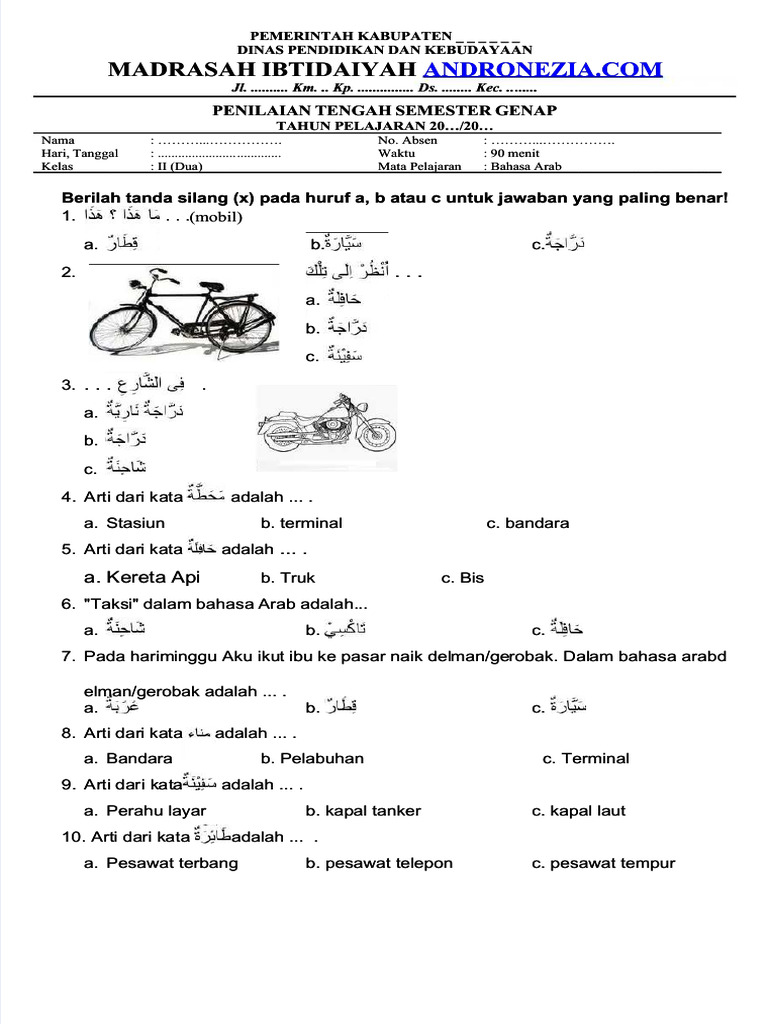 Bocoran 15 Soal UTS Bahasa Arab Kelas 3 Semester 2 Terbaru yang Sering Keluar Saat Ujian