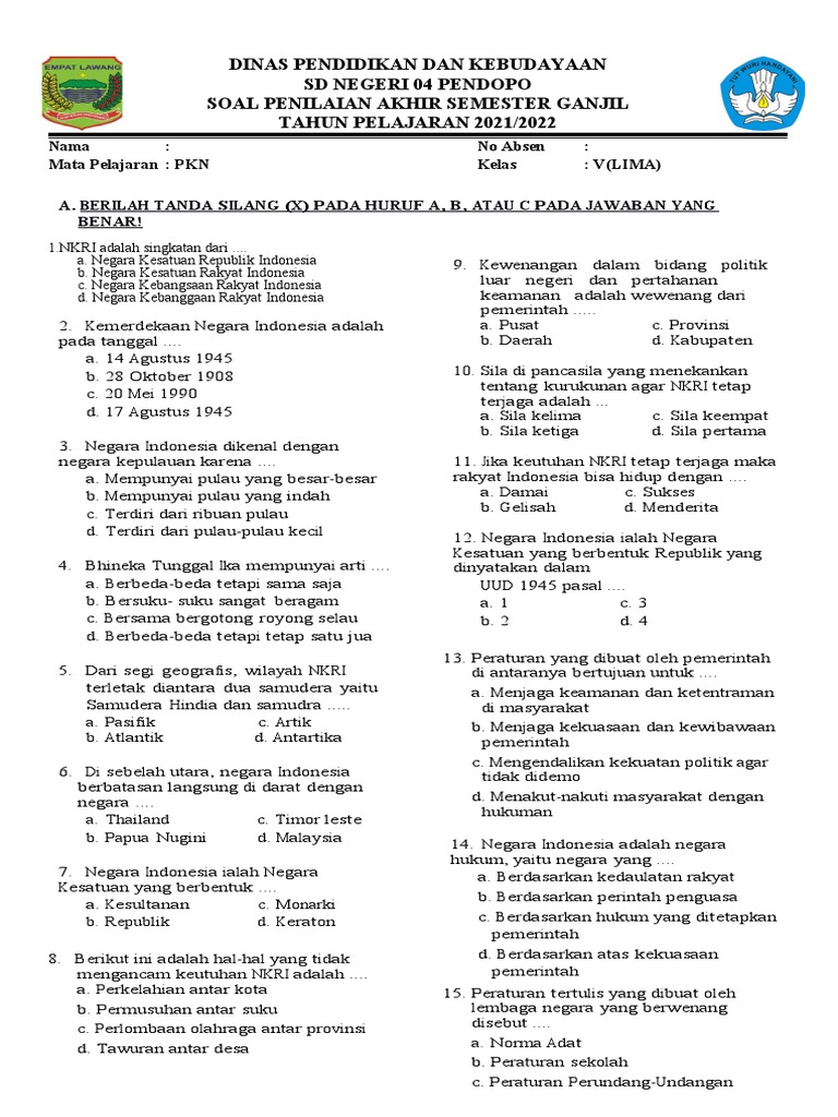 Bocoran 30 Soal UAS PKN Kelas 3 SD Semester 2 Kurikulum 2013 yang Sering Keluar di Ujian