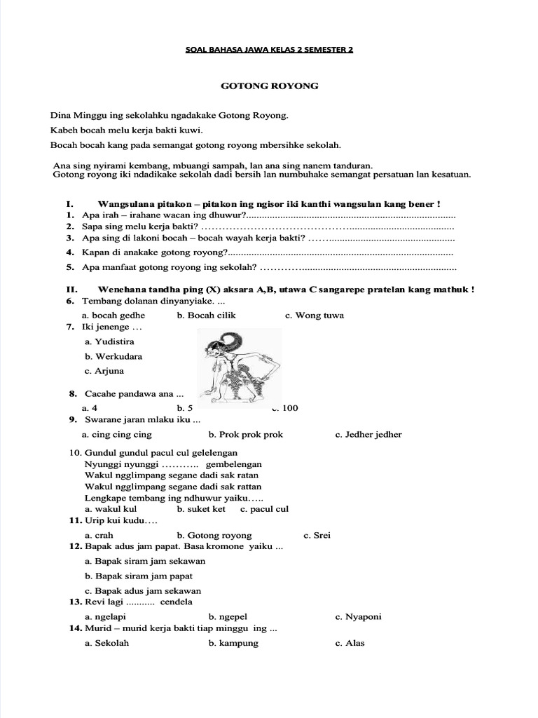 Soal Bahasa Jawa Kelas 2 Semester 2 PDF Soal Bahasa Jawa Kelas 2 Semester 2 PDF