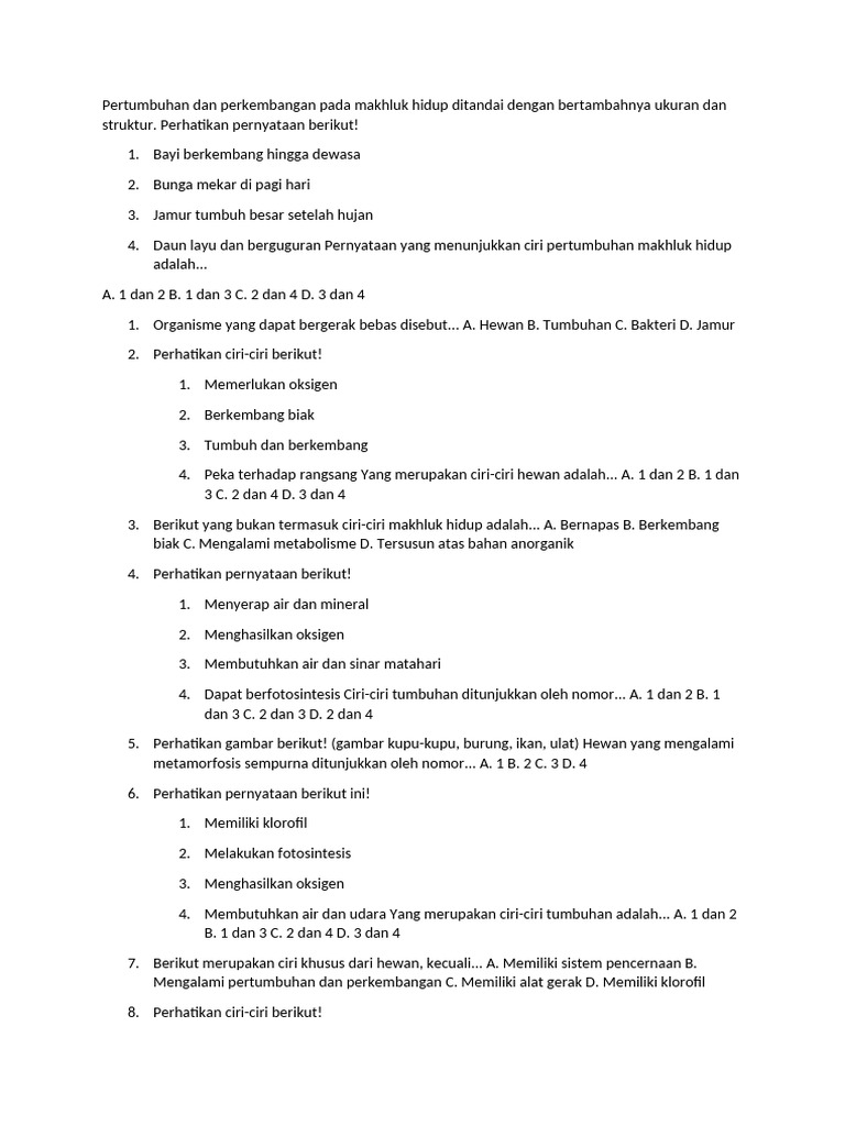Ciri-Ciri Pertumbuhan Makhluk Hidup PDF Ciri-Ciri Pertumbuhan Makhluk Hidup PDF