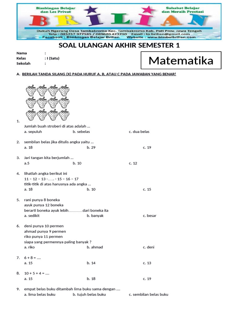 5 Soal UAS Matematika Kelas 3 SD Semester 2 dan Jawabannya - Ternyata Mirip OSN