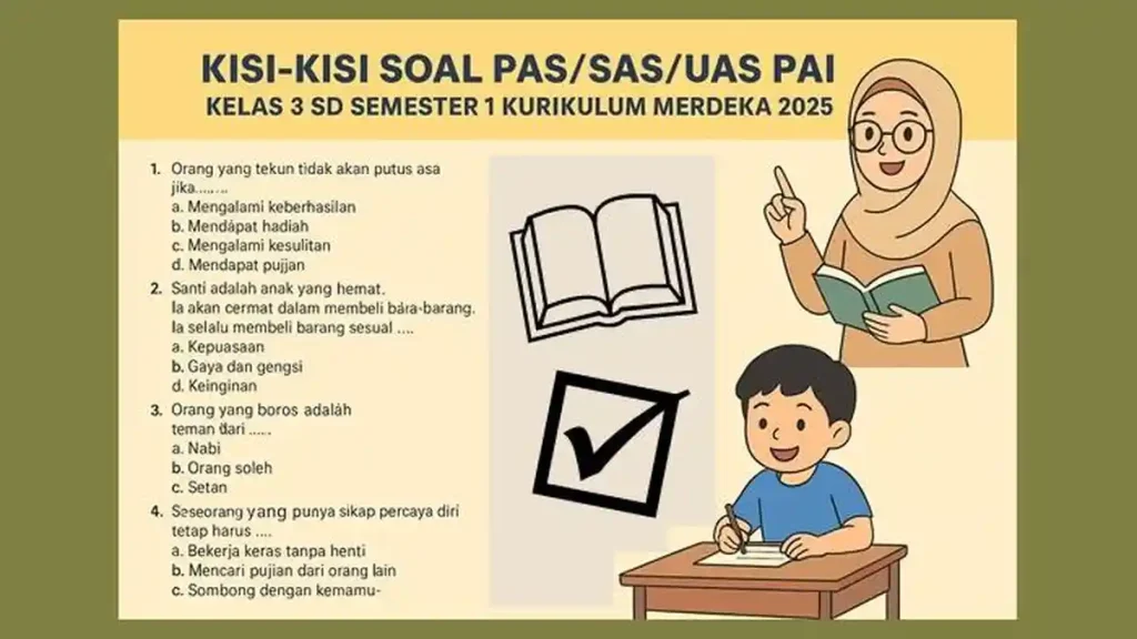 Bocoran kisi-kisi soal kelas 3 semester 1 kurikulum merdeka ini bantu anak nilai sempurna
