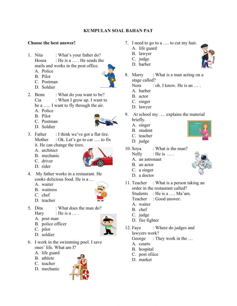 Gratis! 5 Lembar Kerja Soal UTS Bahasa Inggris Kelas 3 Semester 2 Kurikulum 2013 Siap Cetak