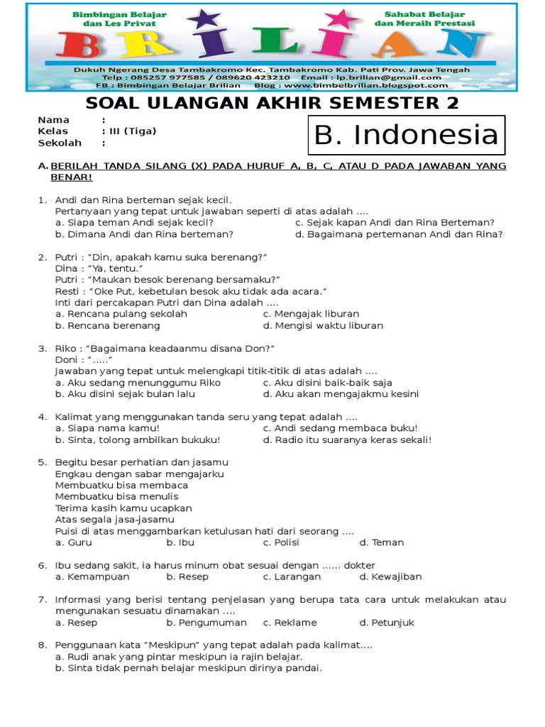 Rahasia Download Soal Tema 5 Kelas 3 Semester 2 dari Modul Bimbel Brilian