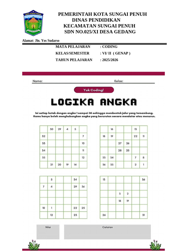 Soal Ujian Coding Kelas 6 Semester 2 PDF