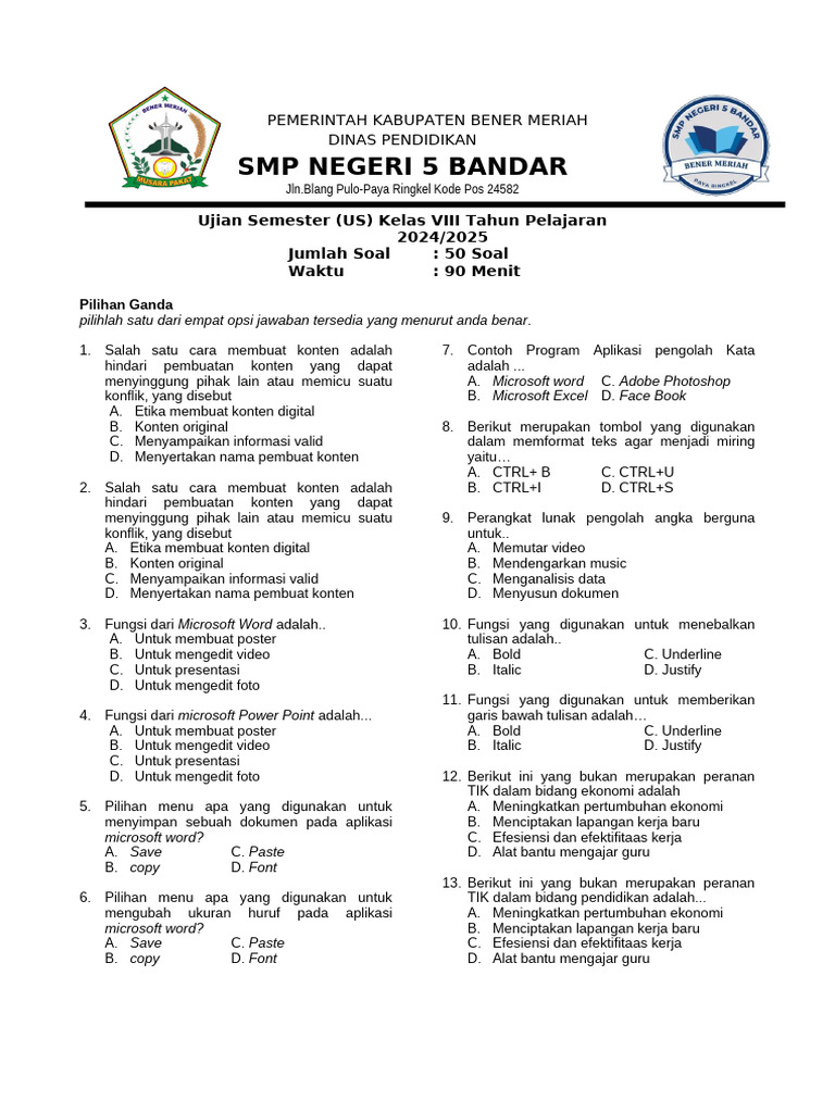 3 Soal TIK Kelas 8 Semester 1 yang Ternyata Bisa Bantu Riset Jurusan Kuliah Saat Gap Year