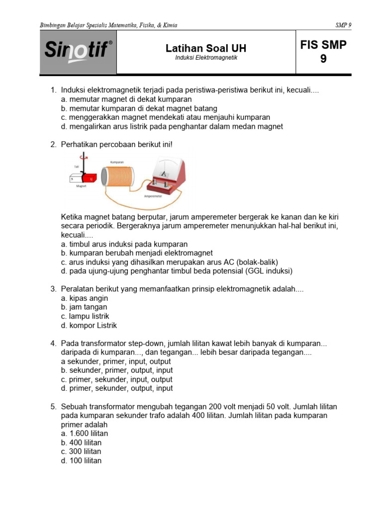 Latihan Soal Induksi Elektromagnetik SMP PDF Latihan Soal Induksi Elektromagnetik SMP PDF