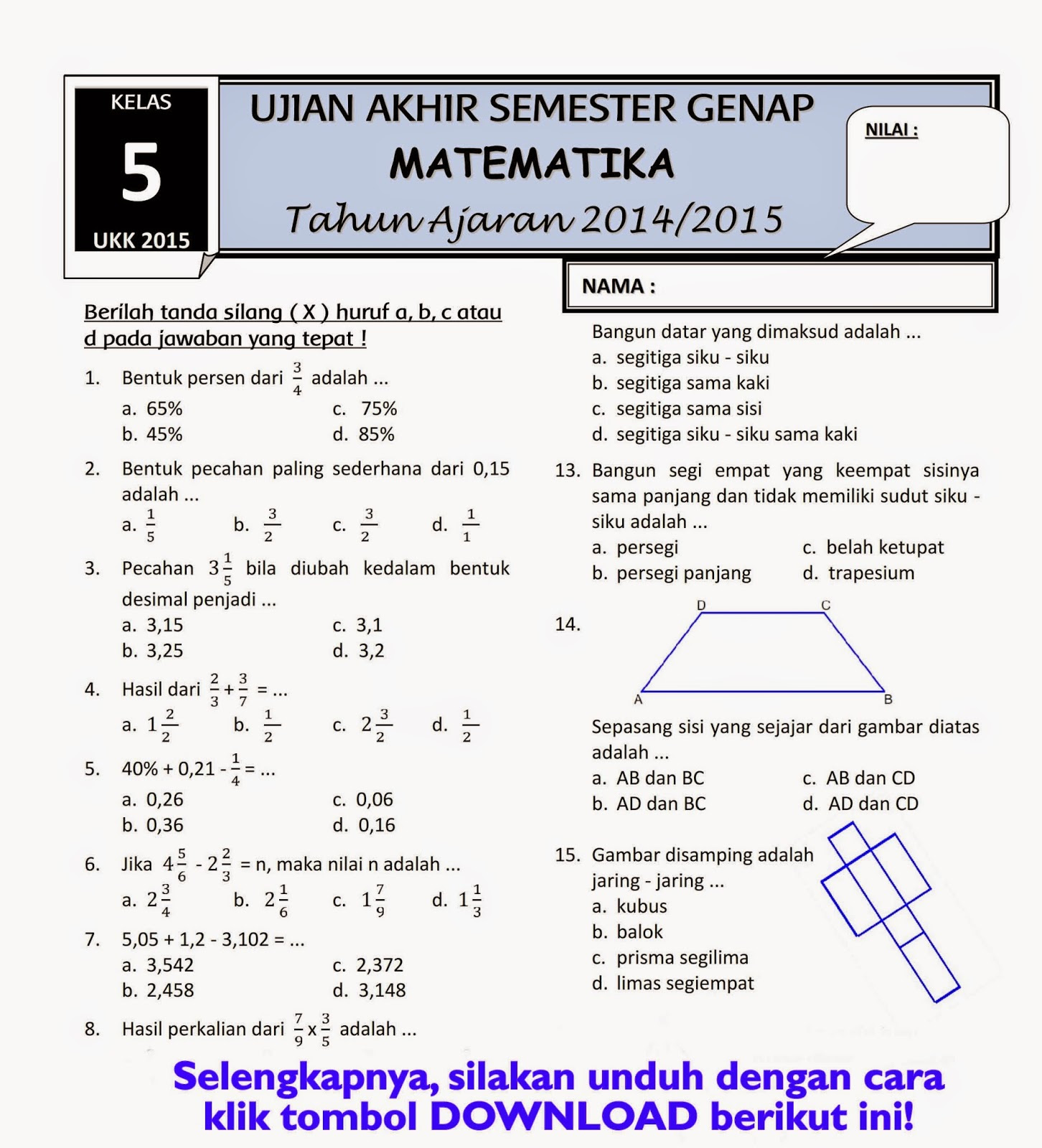 Menguasai Matematika Kelas 5 Semester 2 Panduan Lengkap Unduh Soal Menguasai Matematika Kelas 5 Semester 2 Panduan Lengkap Unduh Soal