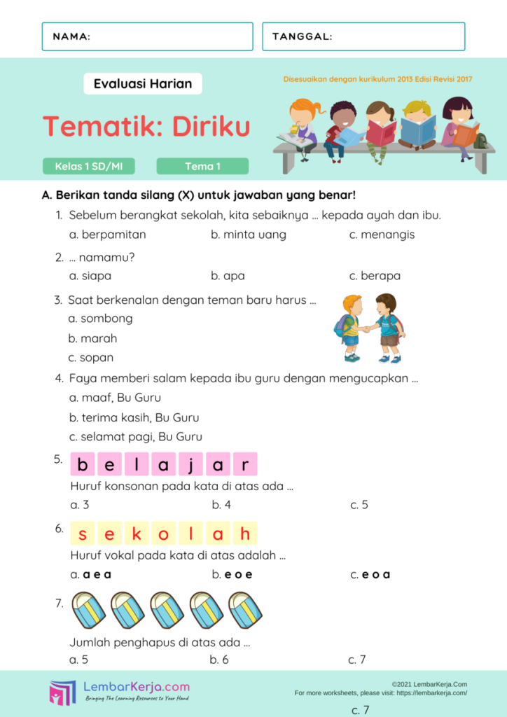 7 Rahasia Contoh Soal K13 Kelas 1 Tema 3 yang Wajib Diketahui Guru dan Orang Tua