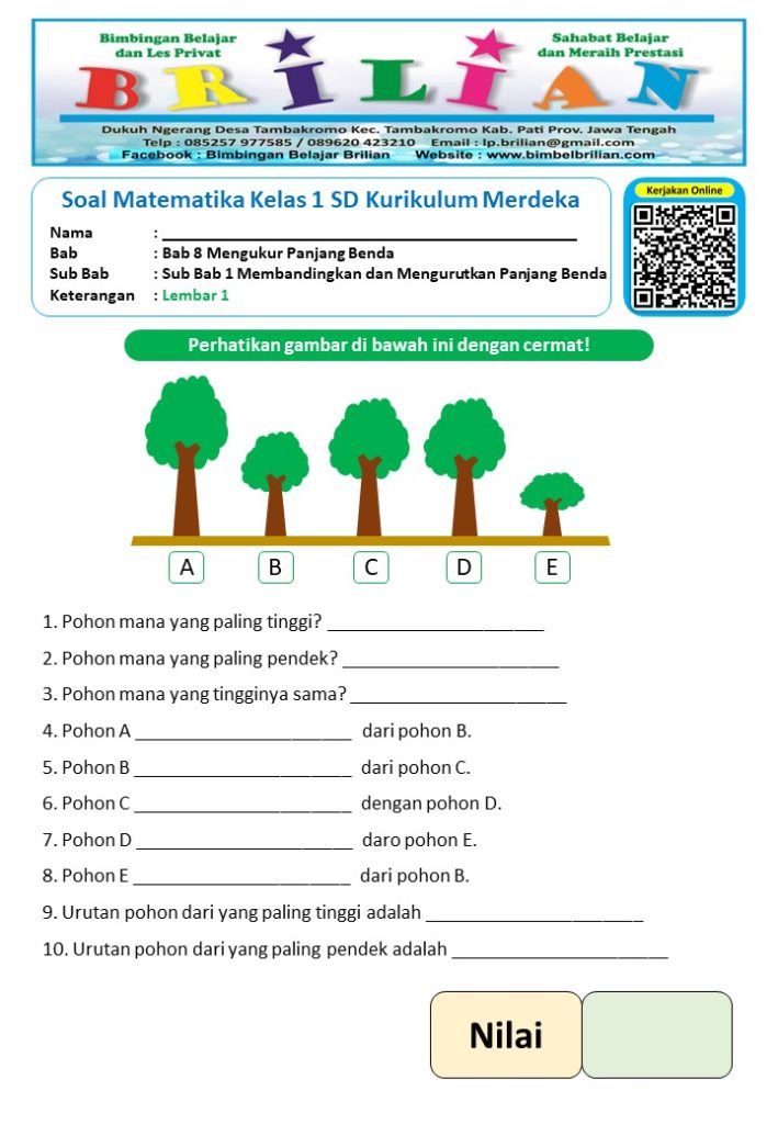 Akhirnya 3 Lembar Kerja Soal Pengetahuan Umum SD Kelas 1 Siap Cetak