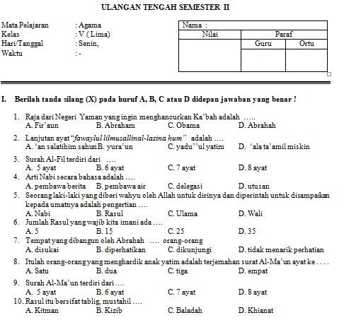 Akhirnya Tersedia 10 Contoh Soal Isian Agama Islam Kelas 3 SD Semester 1 Siap Cetak