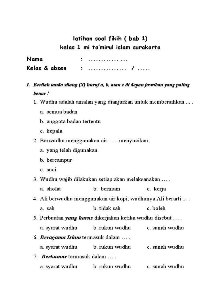 7 Rahasia Terbukti Contoh Soal Hikmah Manfaat Wudhu Fiqih Kelas 1 yang Wajib Diketahui