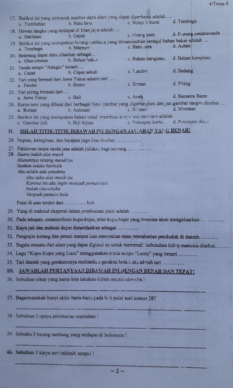 7 Tips Menguasai Contoh Soal UTS Tema 6 Kelas 4 MI Semester 2 Sebelum Ujian Dimulai