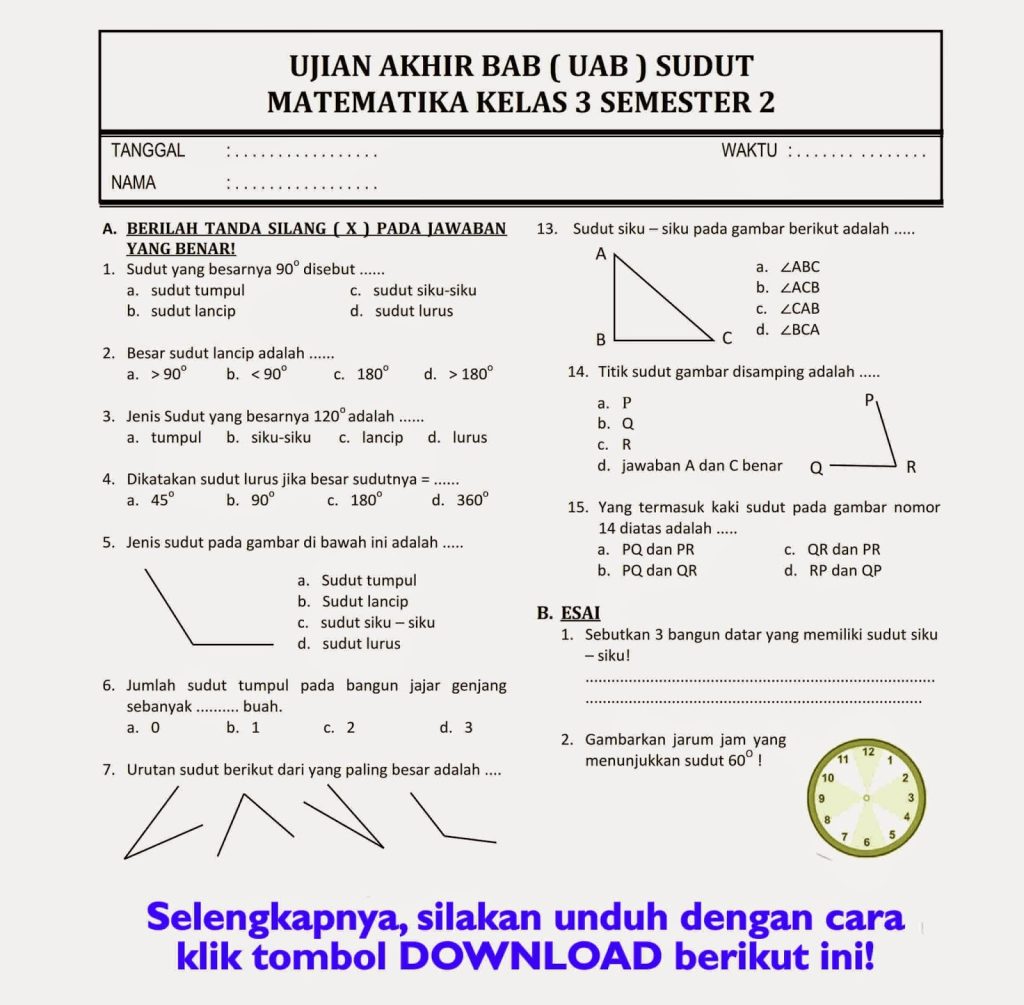 Akhirnya Tersedia Kisi Kisi Soal UTS Kelas 3 SD Semester 2 KTSP Lengkap dengan Modul Bimbel Brilian