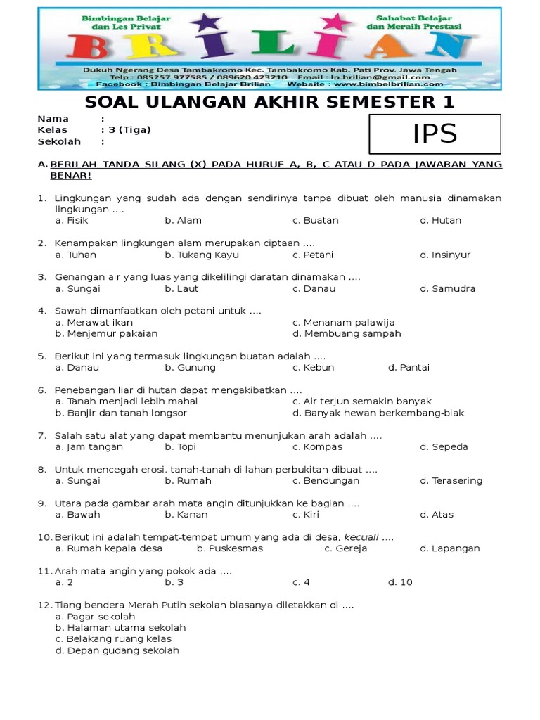 Contoh Soal IPS SD Pengetahuan Kelas 3 Semester 1 Terlengkap yang Wajib Anak Kuasai Sebelum Ujian Akhir 2026
