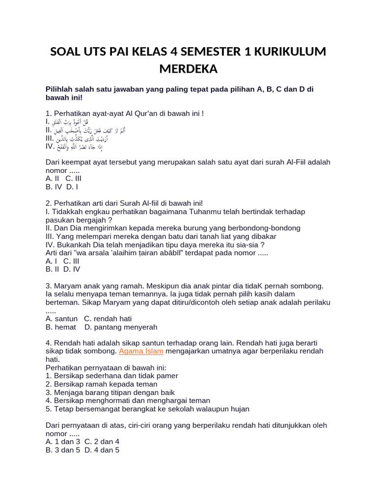 Inilah 7 Contoh Soal UTS Semester Ganjil Kelas 4 PAI Tentang Kisah Hijrah Nabi Muhammad SAW yang Wajib Dikuasai Inilah 7 Contoh Soal UTS Semester Ganjil Kelas 4 PAI Tentang Kisah Hijrah Nabi Muhammad SAW yang Wajib Dikuasai