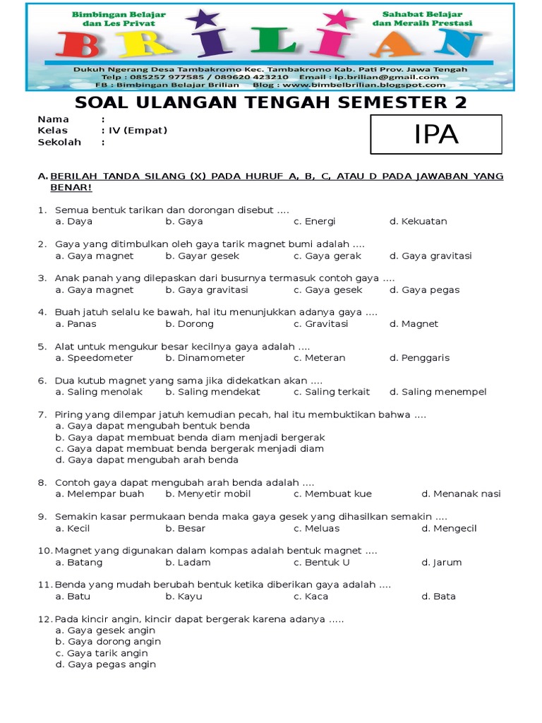 Terbukti 7 Contoh Soal UTS Semester 2 IPA Kelas 4 yang Wajib Dikuasai Sebelum Ujian!
