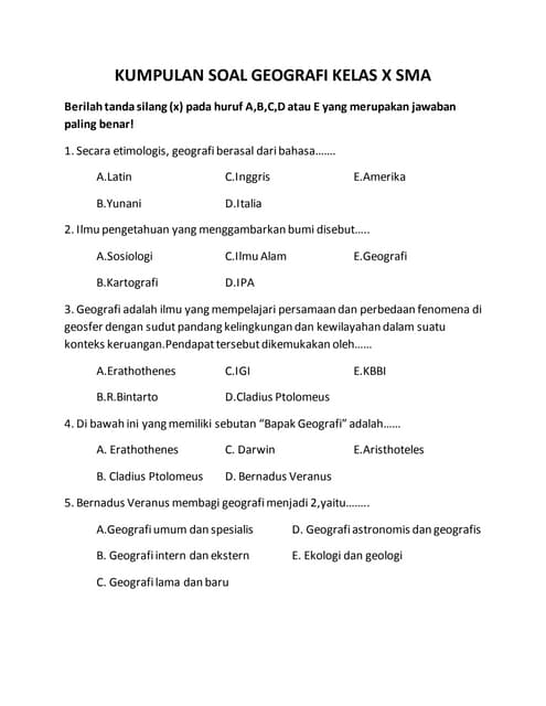 7 Contoh Soal Geografi SMA Semester 1 Kelas X yang Wajib Tahu Sebelum Ujian Akhir 2026