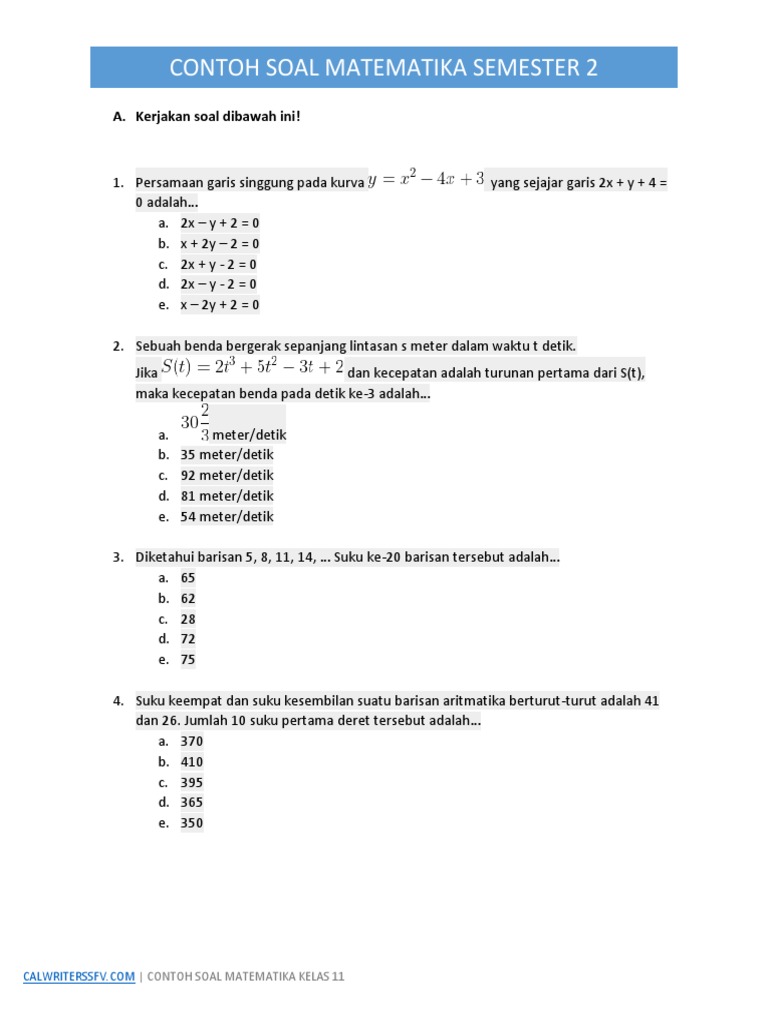 7 Rahasia Contoh Soal dan Pembahasan UAS Semester 2 Matematika Kelas 11 untuk Nilai Tinggi