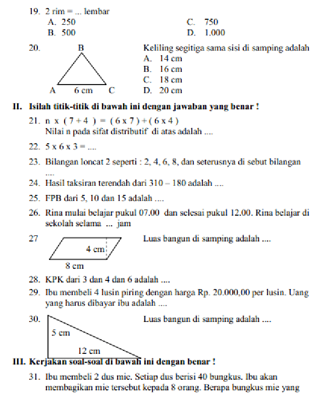 Latihan Tercepat! Ini Contoh Soal UAS Kelas 8 Semester 1 Kurikulum 2013 Matematika Terbaru
