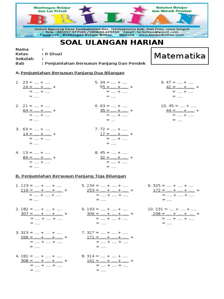Rahasia Cepat Mahir Latihan Soal Penjumlahan Kelas 2 MI Agar Anak Langsung Bisa Rahasia Cepat Mahir Latihan Soal Penjumlahan Kelas 2 MI Agar Anak Langsung Bisa