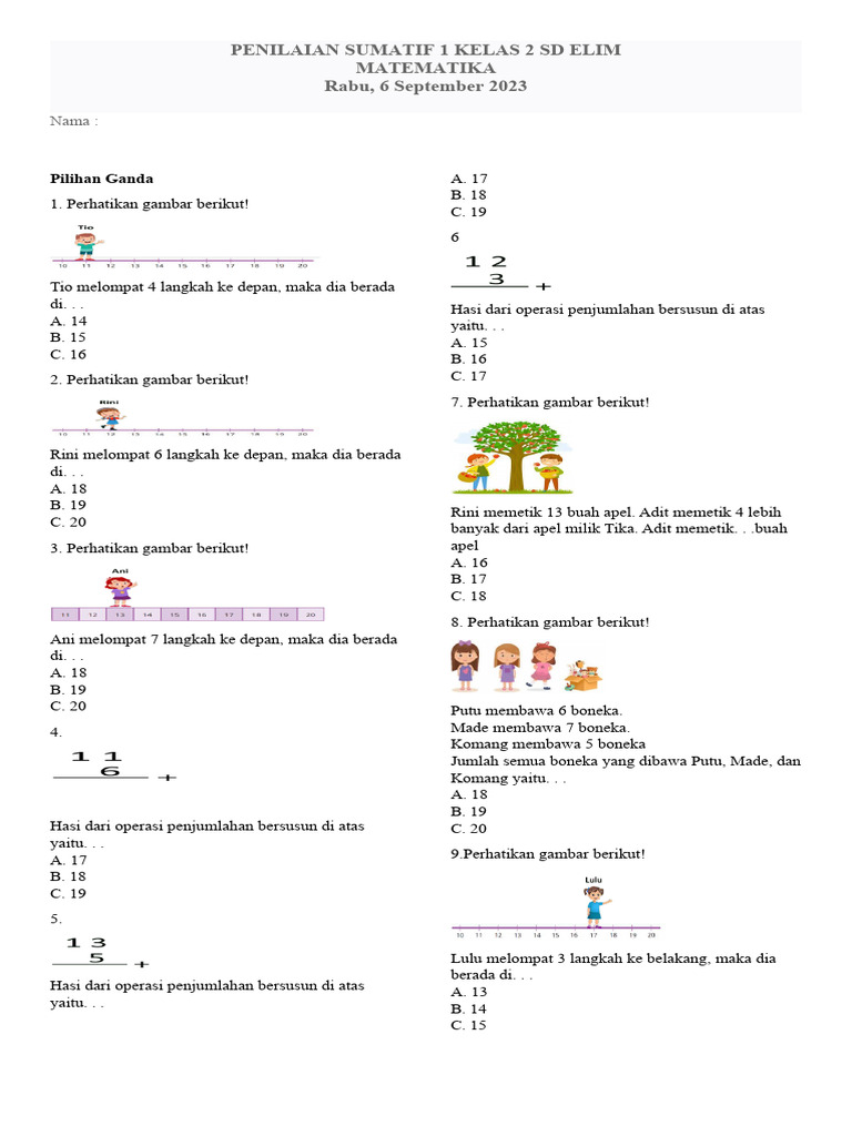 Rahasia Cepat Pintar Matematika Lewat Latihan Soal Penjumlahan dan Pengurangan Kelas 2 SD Rahasia Cepat Pintar Matematika Lewat Latihan Soal Penjumlahan dan Pengurangan Kelas 2 SD