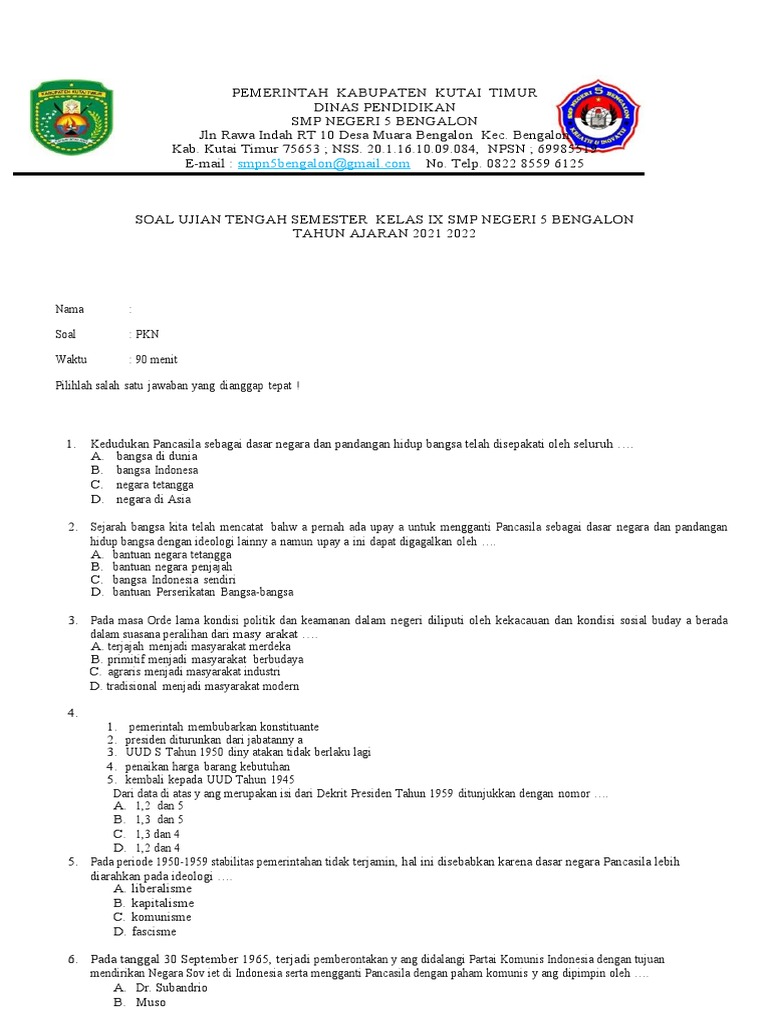 Wajib Tahu! Bocoran Contoh Soal UAS Kelas 9 SMP PKN Semester 1 Agar Nilai Maksimal Wajib Tahu! Bocoran Contoh Soal UAS Kelas 9 SMP PKN Semester 1 Agar Nilai Maksimal